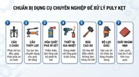 Chuẩn bị dụng cụ chuyên nghiệp để xử lý puly kẹt.