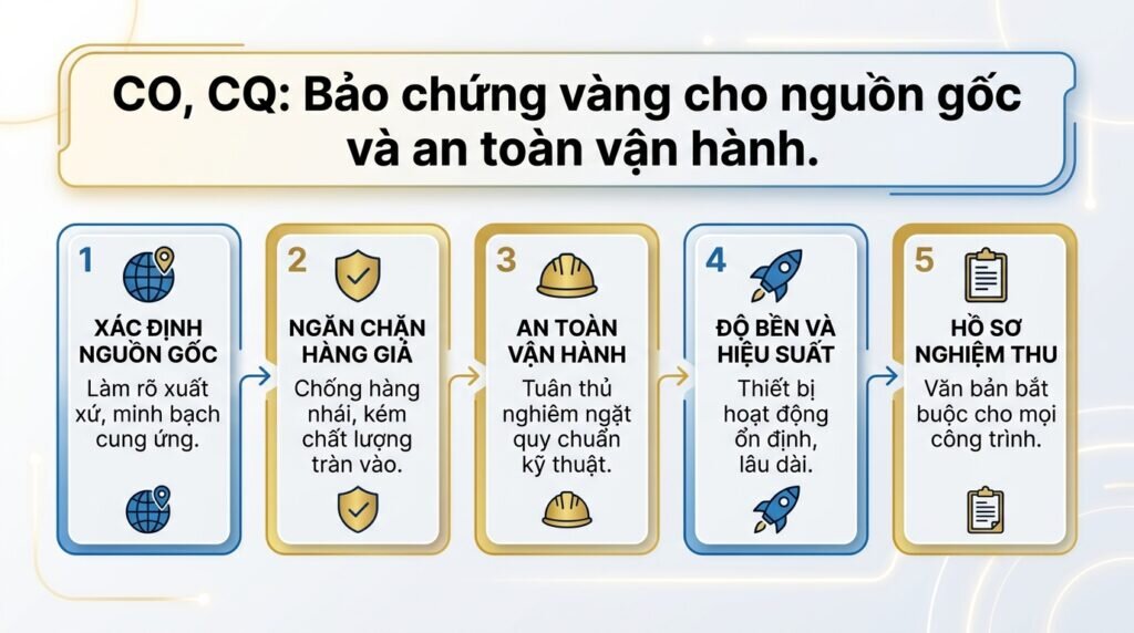 CO, CQ: Bảo chứng vàng cho nguồn gốc và an toàn vận hành.