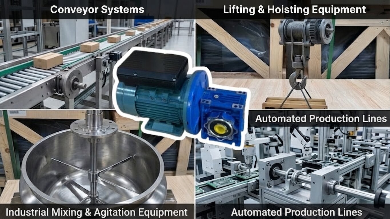 Common applications of NMRV 1-phase gear motor