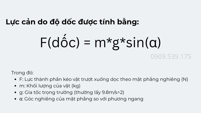 Công thức tính lực cản do độ dốc