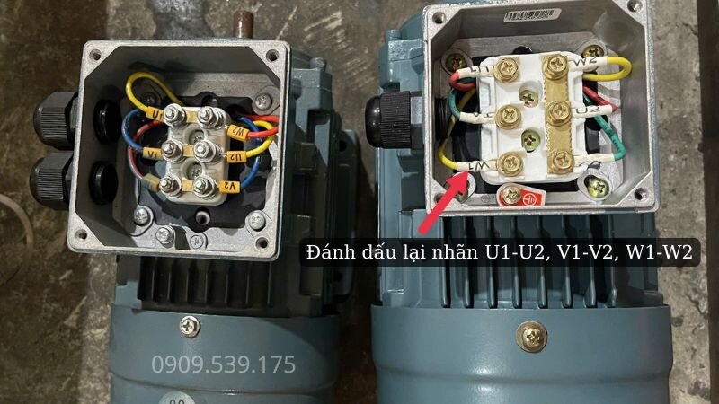 Đánh dấu nhãn U1-U2 U1-V2 W1-W2 theo tiêu chuẩn