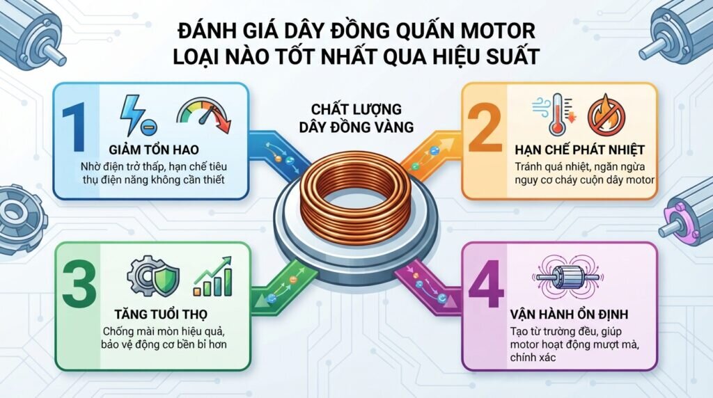 Đánh giá dây đồng quấn motor loại nào tốt nhất qua hiệu suất.