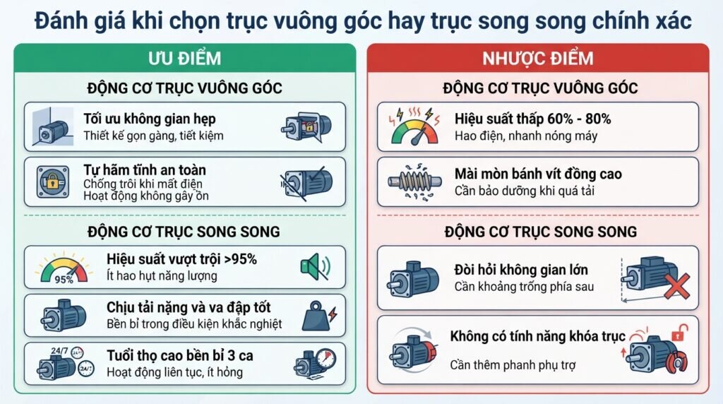 Đánh giá khi chọn trục vuông góc hay trục song song chính xác.