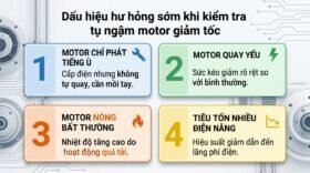Dấu hiệu hư hỏng sớm khi kiểm tra tụ ngậm motor giảm tốc.