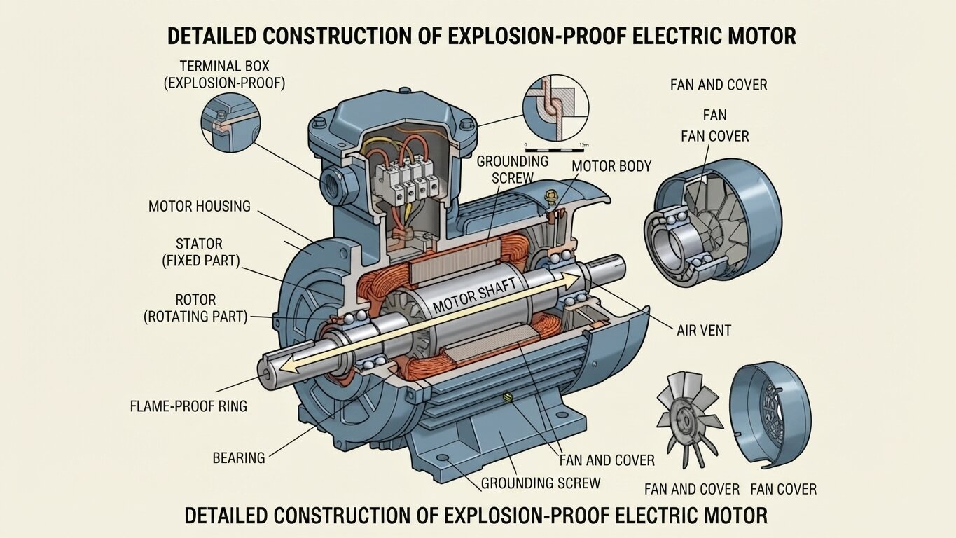 Detailed structure of explosion-proof motor