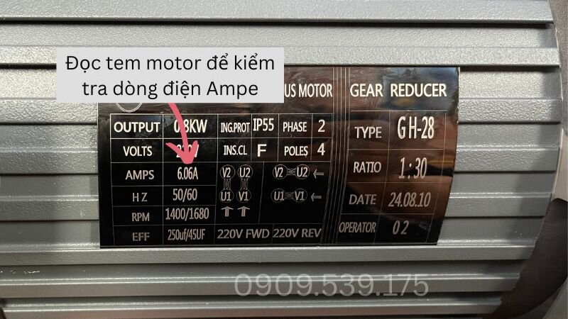 Điều chỉnh rơ le nhiệt theo dòng định mức motor
