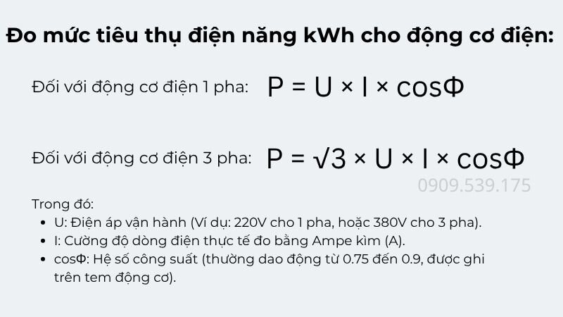 Đo mức tiêu thụ điện năng kWh cho động cơ điện công nghiệp