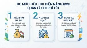 Đo mức tiêu thụ điện năng kwh quản lý chi phí tốt.