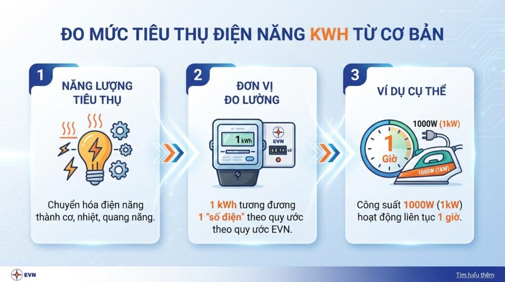 Đo mức tiêu thụ điện năng kwh từ cơ bản.