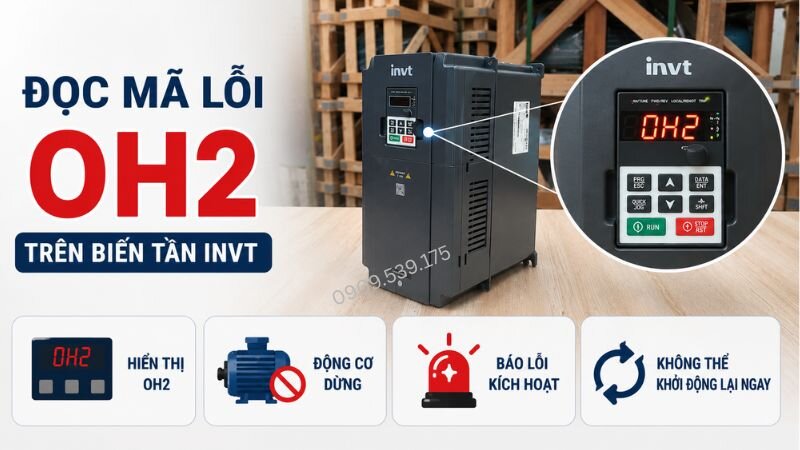 Nhận biết các dấu hiệu hiển thị và trạng thái hoạt động khi biến tần báo lỗi OH2