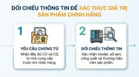 Đối chiếu thông tin để xác thực giá trị sản phẩm chính hãng.