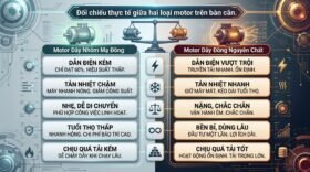 Đối chiếu thực tế giữa hai loại motor trên bàn cân.