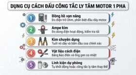 Dụng cụ cách đấu công tắc ly tâm motor 1 pha.