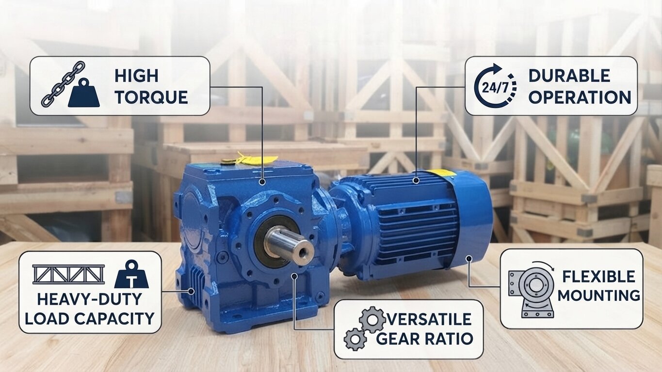 Characteristics of heavy duty gear motors from 1.1kW to 3.7kW