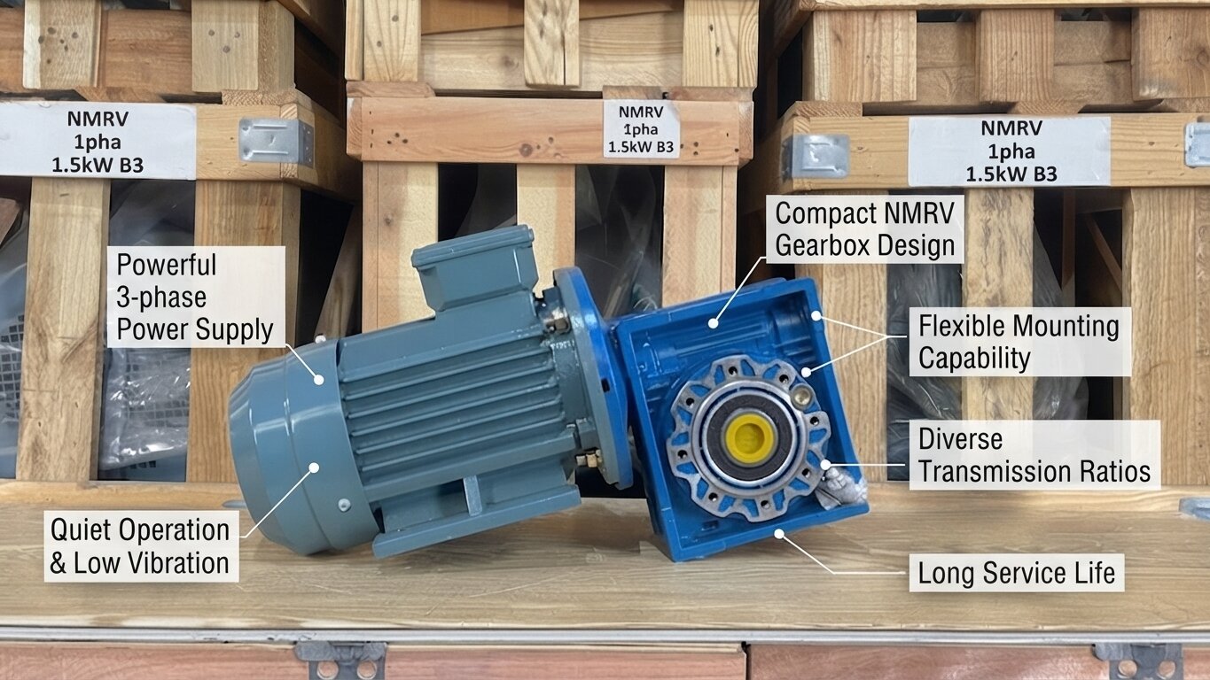 Characteristics of 3-phase NMRV gear motor