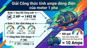 Giải Công thức tính ampe dòng điện của motor 1 pha