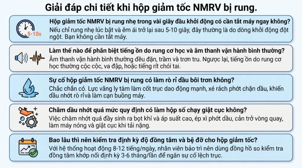Giải đáp chi tiết khi hộp giảm tốc NMRV bị rung.