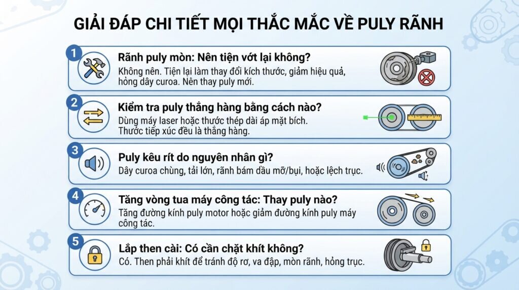 Giải đáp chi tiết mọi thắc mắc về puly rãnh.