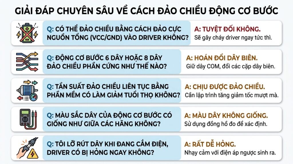Giải đáp chuyên sâu về cách đảo chiều động cơ bước.