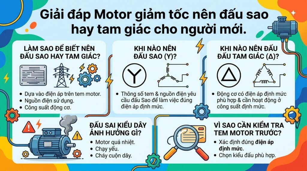 Giải đáp Motor giảm tốc nên đấu sao hay tam giác cho người mới.