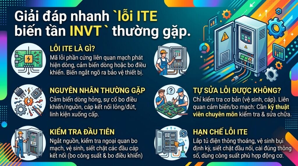 Giải đáp nhanh `lỗi ITE biến tần INVT` thường gặp.