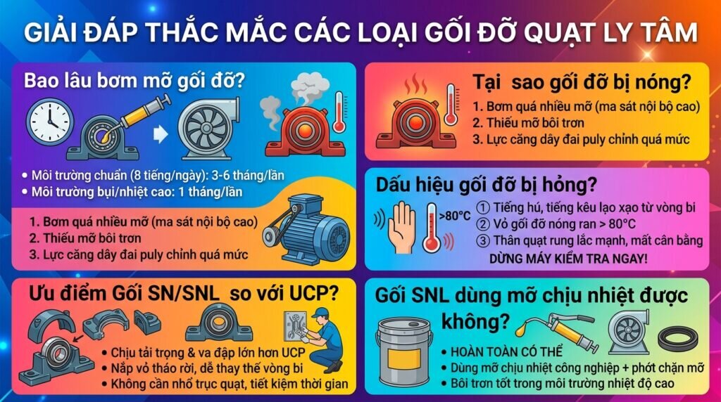 Giải đáp thắc mắc các loại gối đỡ quạt ly tâm