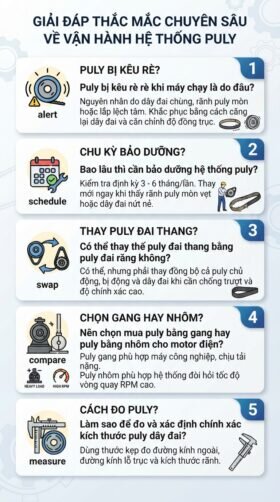 Giải đáp thắc mắc chuyên sâu về vận hành hệ thống puly.