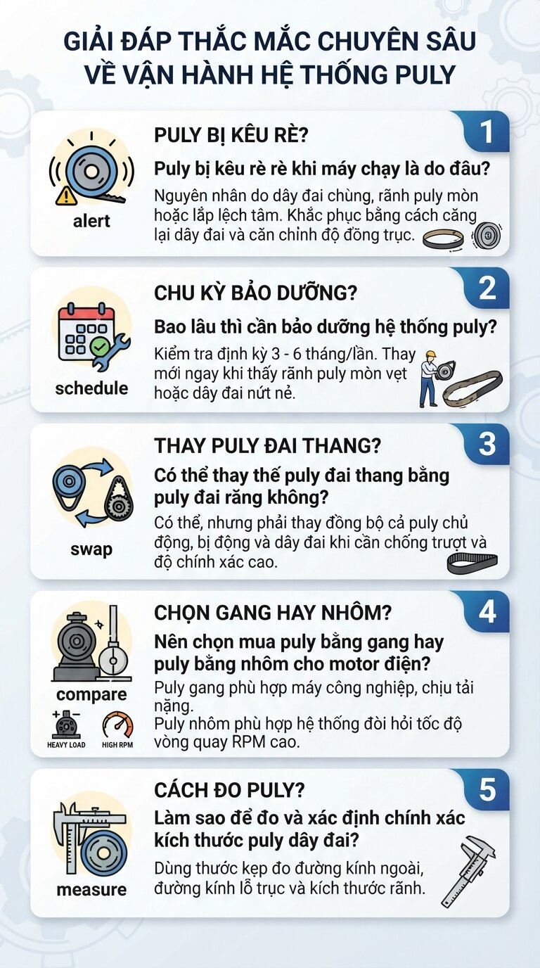 Giải đáp thắc mắc chuyên sâu về vận hành hệ thống puly.