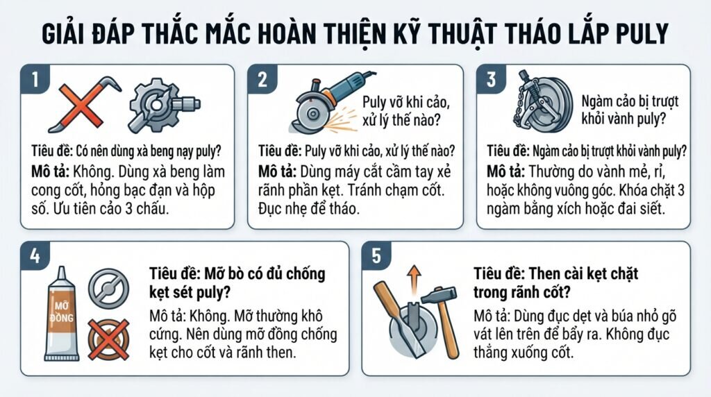 Giải đáp thắc mắc hoàn thiện kỹ thuật tháo lắp puly.