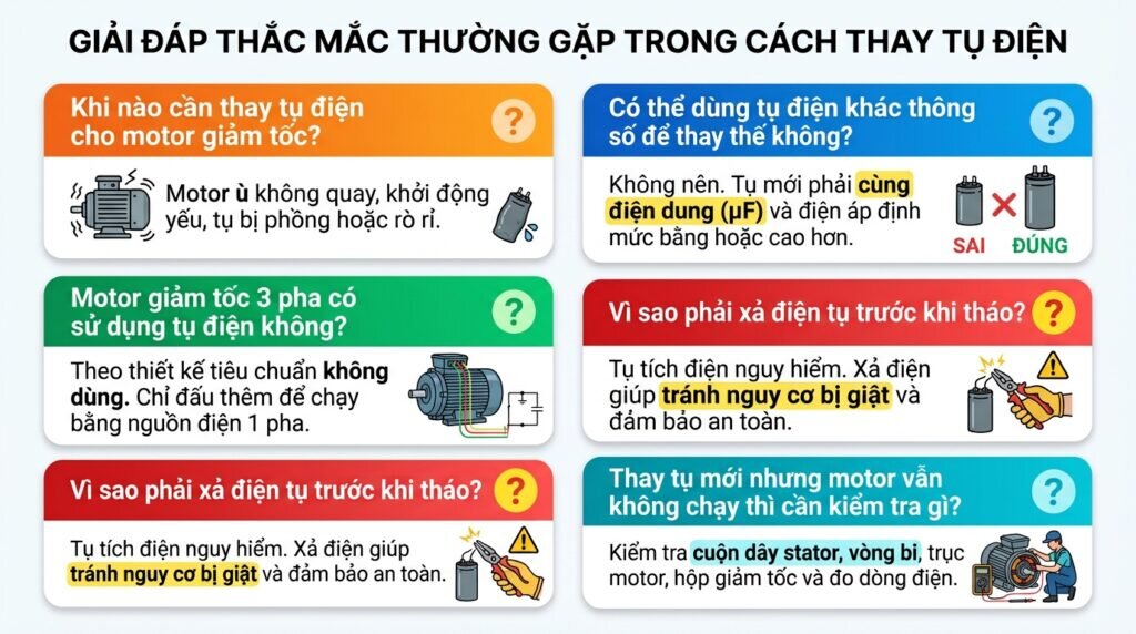 Giải đáp thắc mắc thường gặp trong cách thay tụ điện.