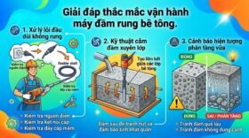 Giải đáp thắc mắc vận hành máy đầm rung bê tông.