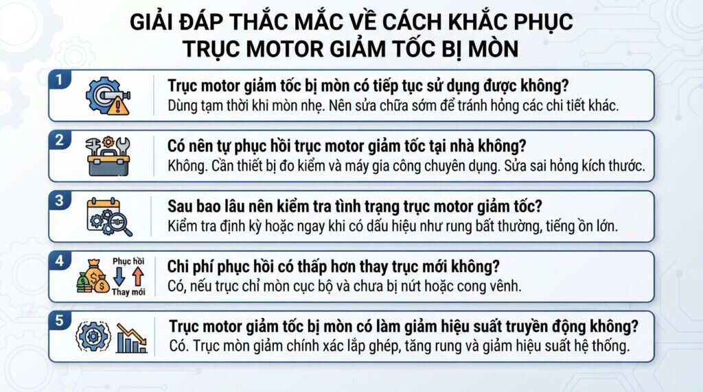 Giải đáp thắc mắc về cách khắc phục trục motor giảm tốc bị mòn.