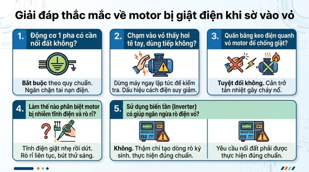 Giải đáp thắc mắc về motor bị giật điện khi sờ vào vỏ.