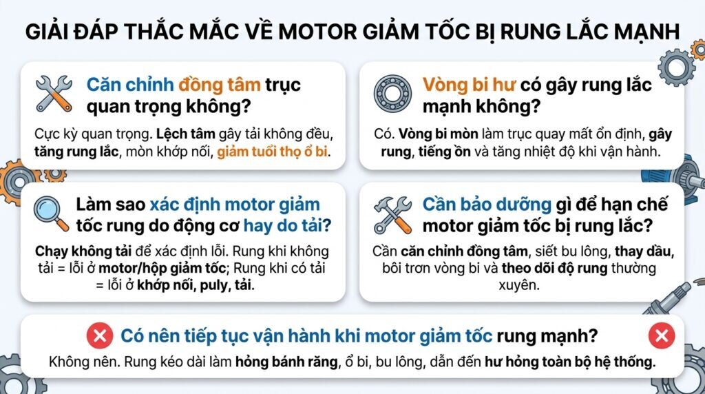 Giải đáp thắc mắc về motor giảm tốc bị rung lắc mạnh.
