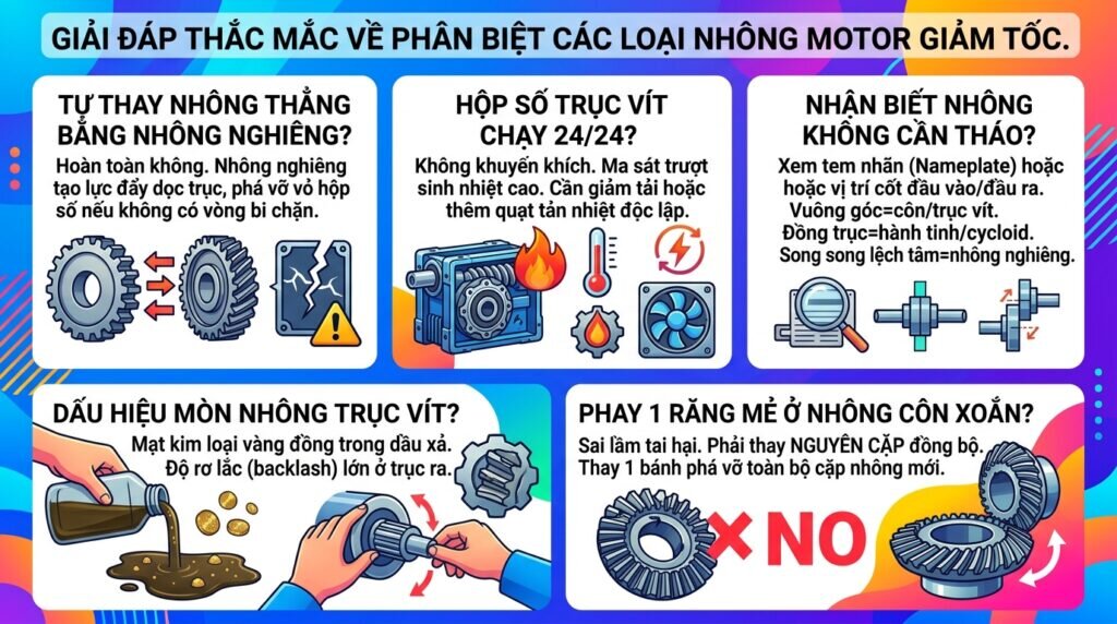 Giải đáp thắc mắc về phân biệt các loại nhông motor giảm tốc.