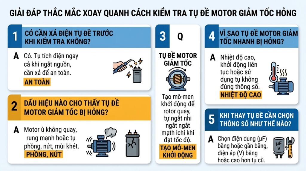 Giải đáp thắc mắc xoay quanh cách kiểm tra tụ đề motor giảm tốc hỏng.