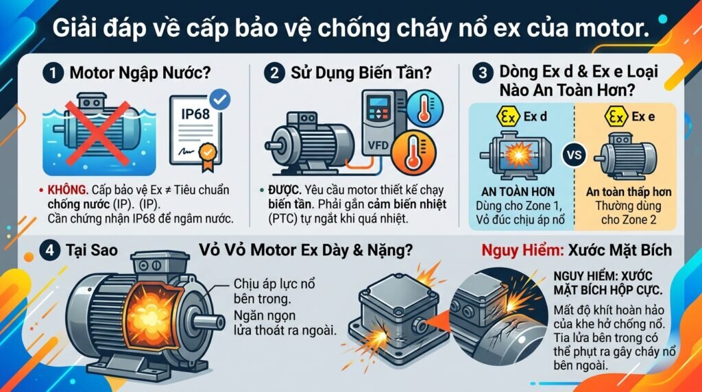 Giải đáp về cấp bảo vệ chống cháy nổ ex của motor.
