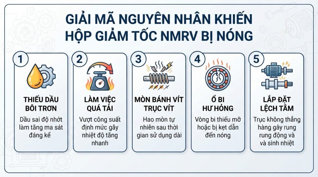 Giải mã nguyên nhân khiến hộp giảm tốc NMRV bị nóng.