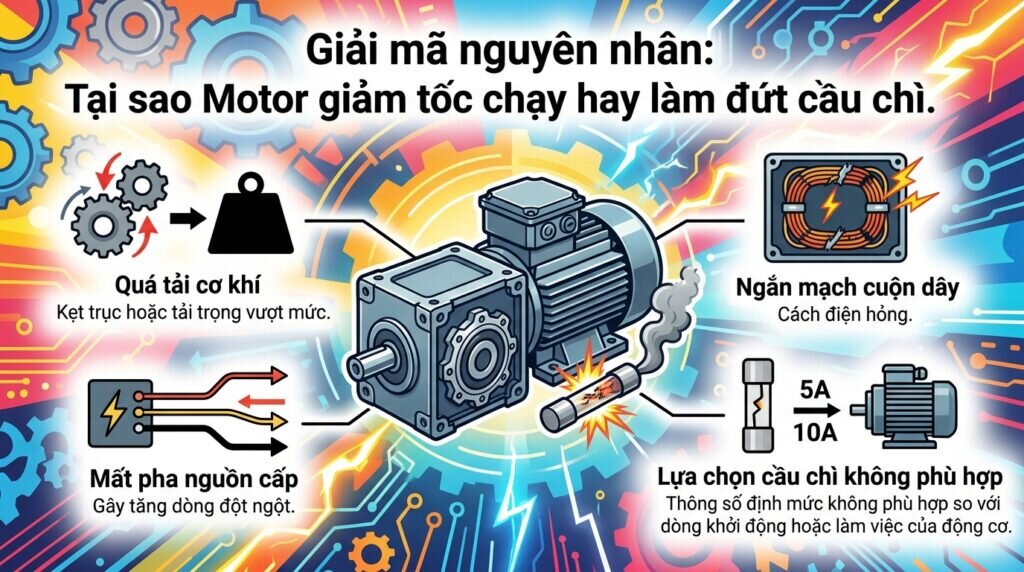 Giải mã nguyên nhân: Tại sao Motor giảm tốc chạy hay làm đứt cầu chì.