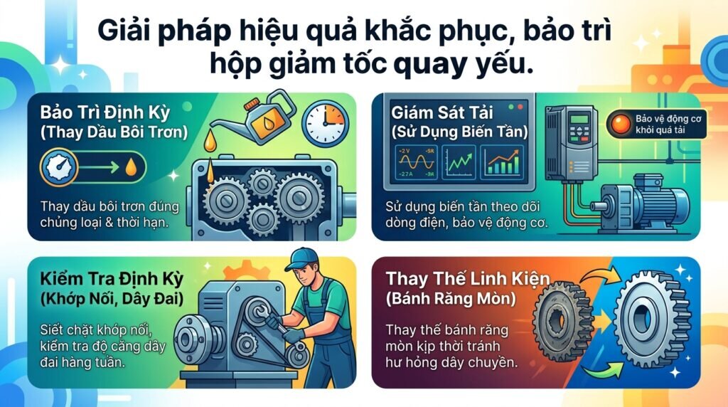 Giải pháp hiệu quả khắc phục, bảo trì hộp giảm tốc quay yếu.