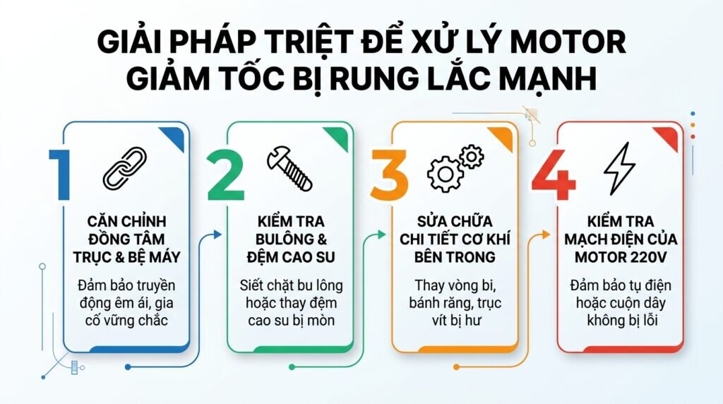 Giải pháp triệt để xử lý motor giảm tốc bị rung lắc mạnh.