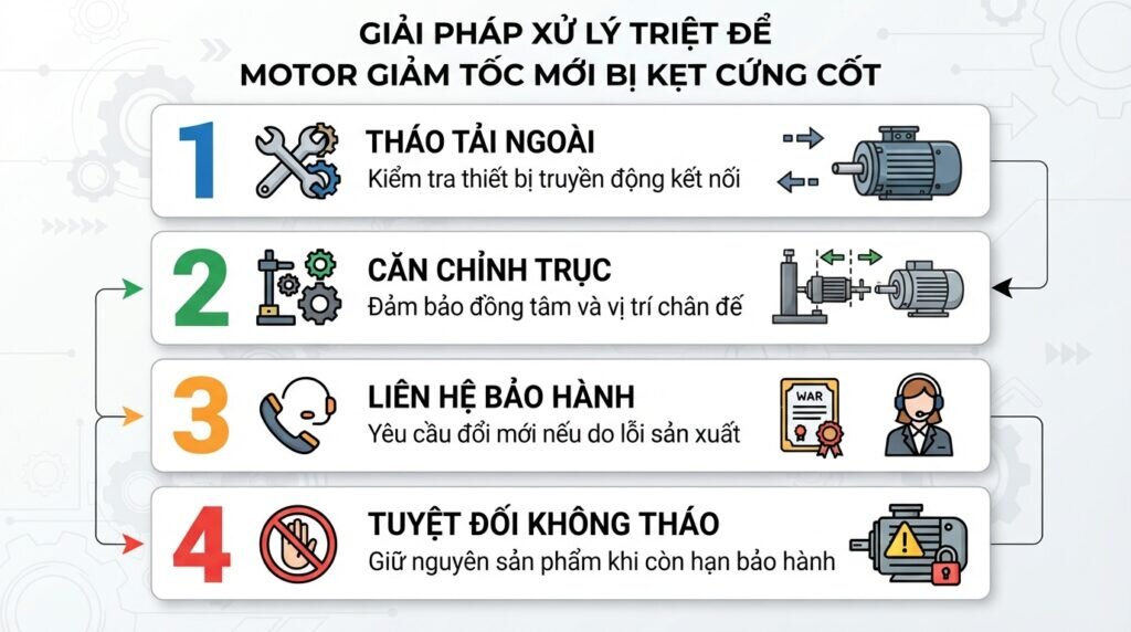 Giải pháp xử lý triệt để motor giảm tốc mới bị kẹt cứng cốt.
