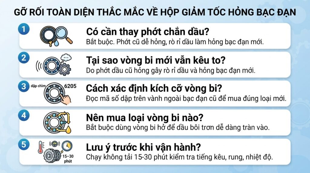 Gỡ rối toàn diện thắc mắc về hộp giảm tốc hỏng bạc đạn.