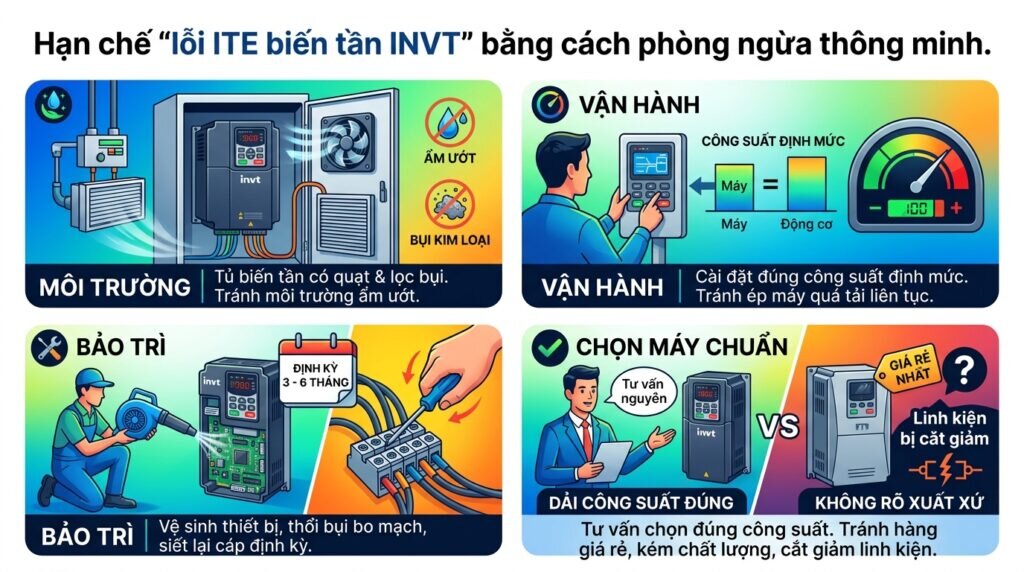Hạn chế `lỗi ITE biến tần INVT` bằng cách phòng ngừa thông minh.