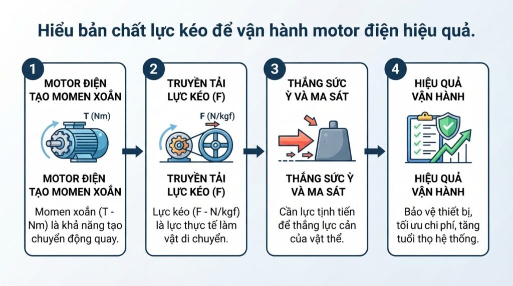 Hiểu bản chất lực kéo để vận hành motor điện hiệu quả.