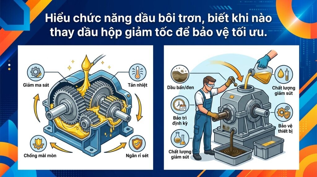 Hiểu chức năng dầu bôi trơn, biết khi nào thay dầu hộp giảm tốc để bảo vệ tối ưu.