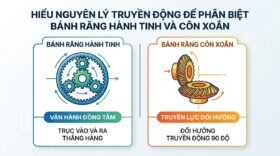 Hiểu nguyên lý truyền động để phân biệt bánh răng hành tinh và côn xoắn.