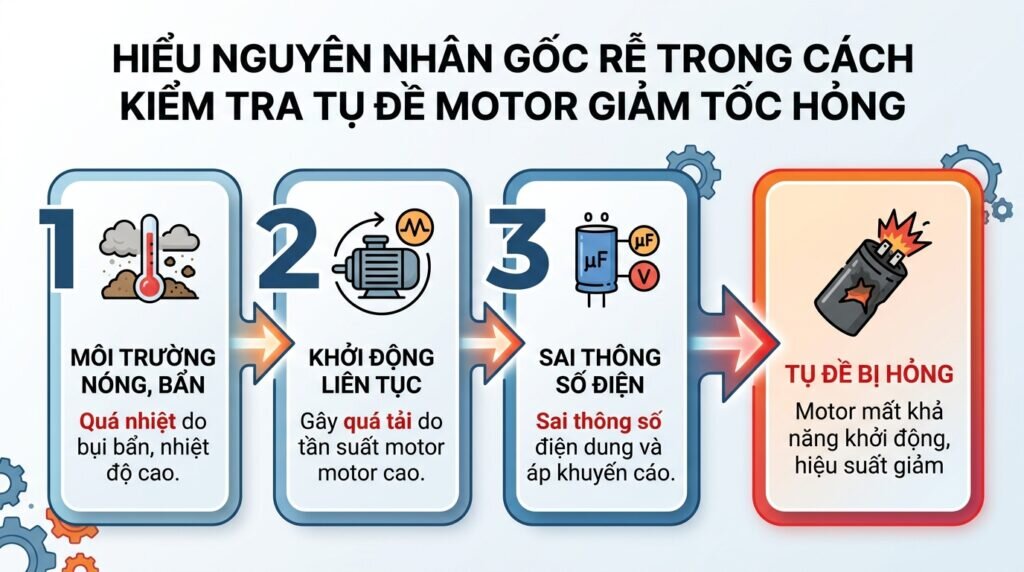 Hiểu nguyên nhân gốc rễ trong cách kiểm tra tụ đề motor giảm tốc hỏng.