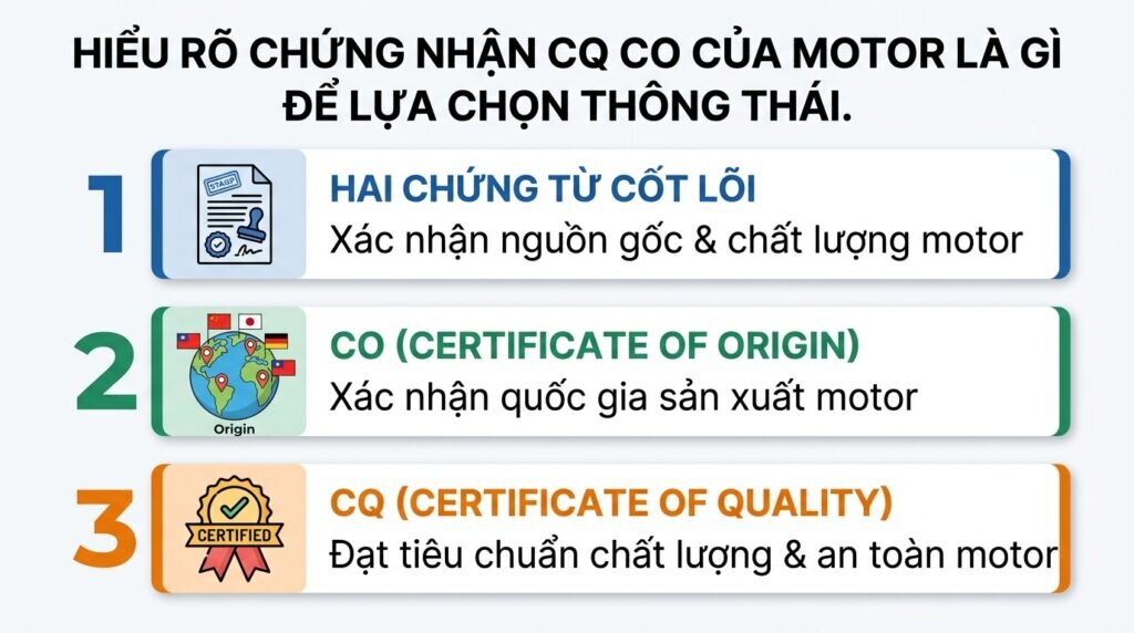Hiểu rõ chứng nhận CQ CO của motor là gì để lựa chọn thông thái.