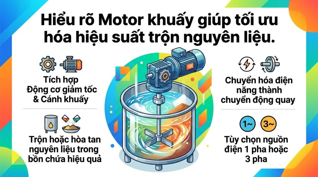 Hiểu rõ Motor khuấy giúp tối ưu hóa hiệu suất trộn nguyên liệu.